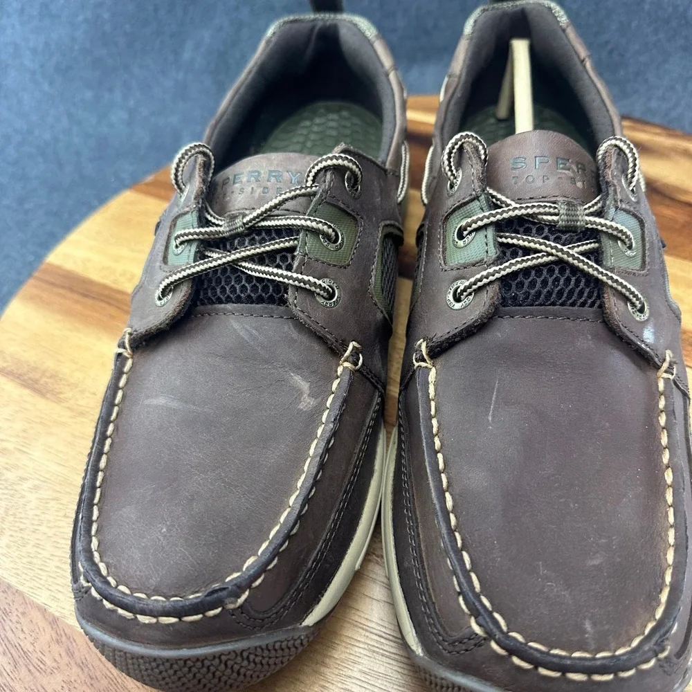 Sperry Top-Sider Seakite Sport Moc Mens 11M Brown Leather Boat Shoes STS10004